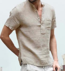 Quality Oem Apparel Men Short Sleeve Shirts Linen Button Down Beach Casual Summer Shirts for sale