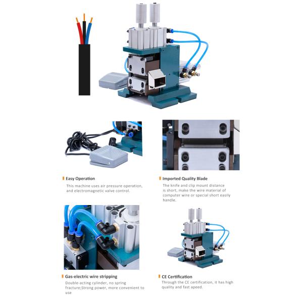 3F Hot / Cold Blades Multi Core Pneumatic Wire Stripping Machine For AWG16-AWG22