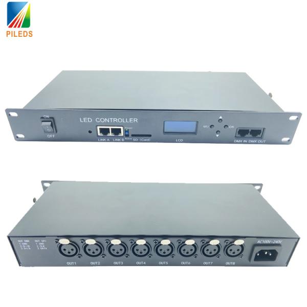 Buy 8-Port XLR Artnet Controller for DMX/SPI DJ Stage Light with 8 Units and MADRIXS Dimmers Compatibility at wholesale prices