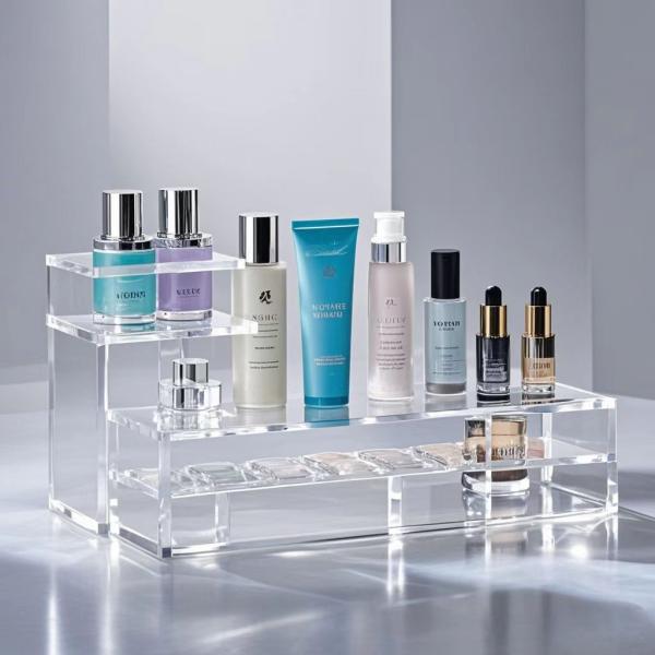 Custom Acrylic Desktop Display And Storage Shelf For Cosmetic Makeup Beauty Products