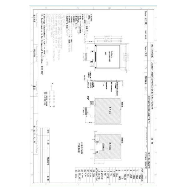 3.4 Inch Touch Screen TFT Display Module, 480X480 Resolution, 40 Pins RGB / MIPI Interface