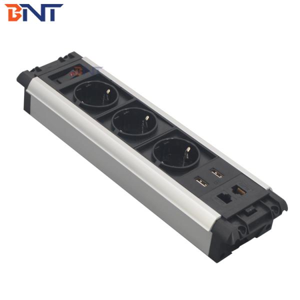 Hidden Screws Design Table Mount Outlet With USB Charger Interface