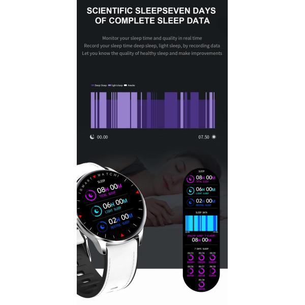 Leather Strap Smart Sport Watch Calorie Consumption Blood Pressure Monitor For Women Men