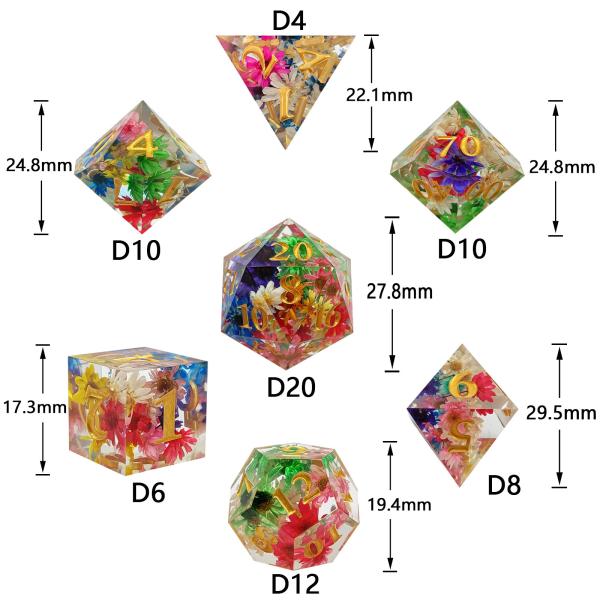 Customized Sharp Resin Dice Set Multi Color Dragon And Dungeon DND#RPG