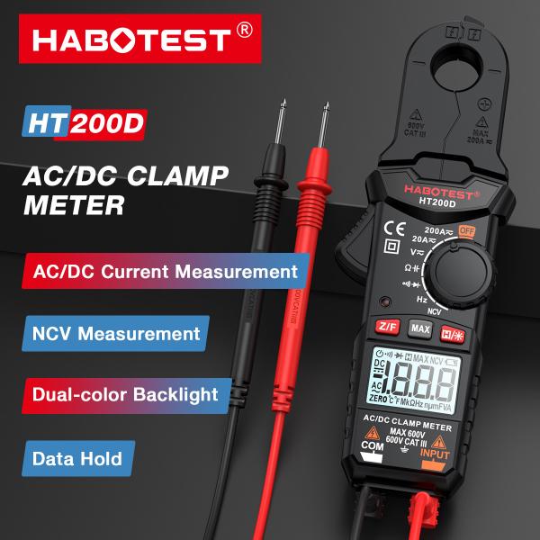 HT200D Clamp Meter DC/AC Current Voltage Digital Clamp Meter Measure Frequency Of Resistance Capacitance NCV Test