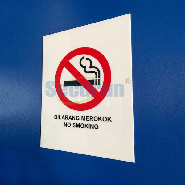 White Acrylic Photoluminescent Signs Signs No Smoking Symbol For Rounded Corners