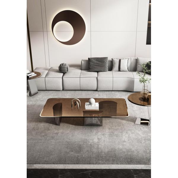 Rectangular Modern Coffee Tea Table With Glass Table Top OEM ODM