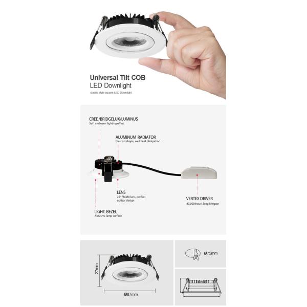 CE 6W Slim Design 36 Degree Beam Angle Cob Downlight