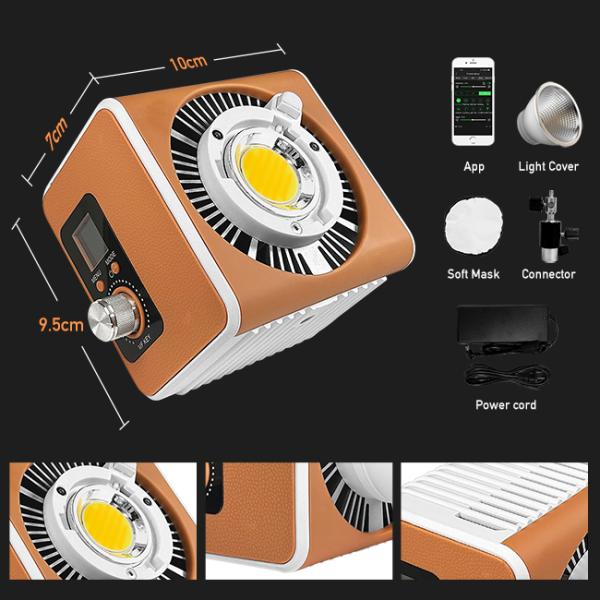 150W orange-shell pocket-sized fill light with adjustable brightness from 2700k to 7500k Suitable for outdoor fill lighting with a battery-powered