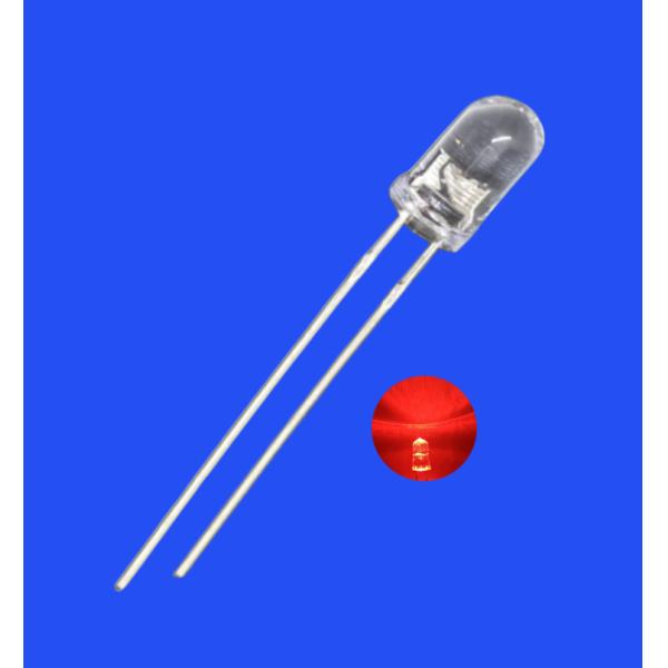 5mm 6.8Hz 1/6 Duty Cycle Red Color 630nm 2000mcd Round Clear Lens Strobe