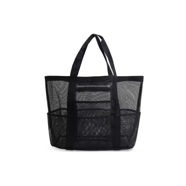 Customized transparent beach tote bag Beige Polyester Mesh Tote Bags For Eco Friendly Shopping