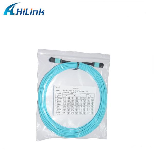 12 Core Multimode MPO MPO Fiber Cord OM3 LSZH 3MM Female Type B