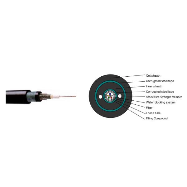 GYXTW Outdoor Central Armored Singlemode 2/8/12/24/36/48 Optic Cable with PE