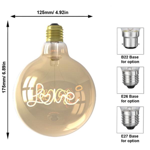G125 E27 E26 Flexible LED Bulb Dimmable Filament 4W 220V 110V