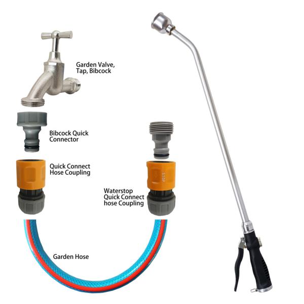 Aluminum Soft Rain Water Wand Hose Lance W/ Front Trigger