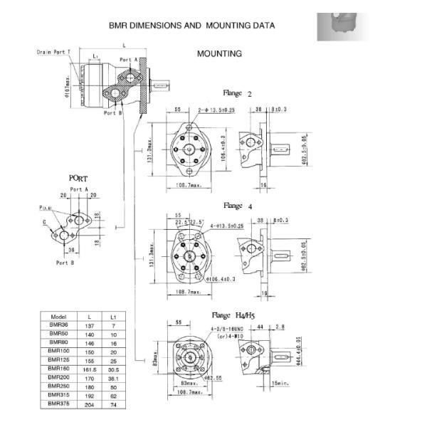 Small Size Spool Valve Motor , Smooth Operation Lightweight Hydraulic Motor BMR 80
