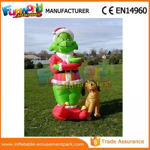 China Mini Oxford cloth Green Airblown Inflatable Grinch Inflatable Christmas Grinch With Dog on sale