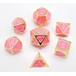 China Odorless Portable Pink Metal Dice , Hand Carved Role Playing Dice for sale