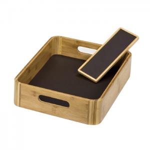 Quality Eco Friendly Rectangular Bamboo Valet Tray Shoe Baseket For Guestroom for sale