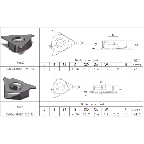 CNC Grooving Insert with PVD Coating HYGBA43R090-025-PR HYB208, Suitable For Difficult-to-machine Materials Except High-temperature Alloys.