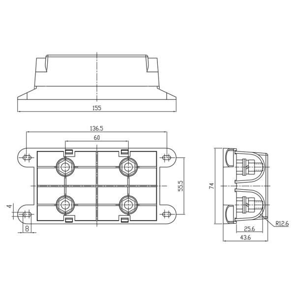 BANL-B2 Distribution Block 2 Way Position Circuit Fuse Box Car Auto Automotive ANL Fuse Block