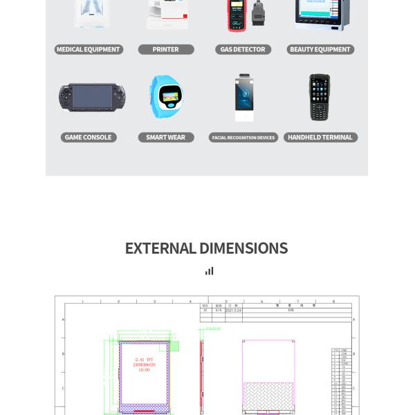 Transreflective TFT Display SPI Smart LCD Module 210nits RT24QV133A