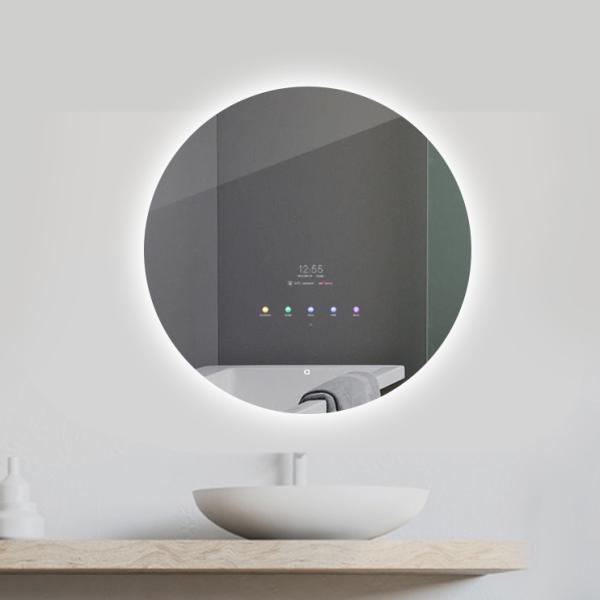 10.1'' Touchscreen Smart Mirror , IP65 PCAP Round Led Bathroom Mirrors