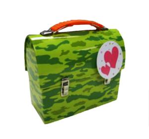 Personalized Rectangular Tin Containers , Coffee Candy Metal Box With Handle