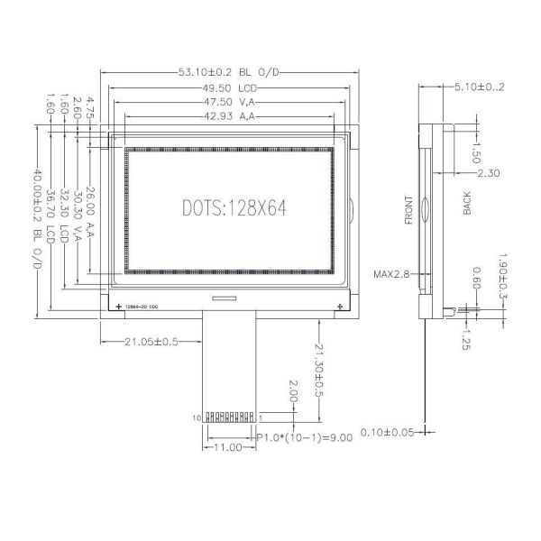 Industrial Graphic LCD Screen 2 Inch LCD Module Wiht MUC Interface