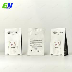 China Resealable 1kg 500g 250g Matt Flat Bottom White Color Aluminum Foil Pack Coffee Bag With Pocket For Card on sale