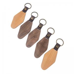 China Customized Rhombus Wooden Keychain 14g Personalized Engraved Watel Walnut on sale