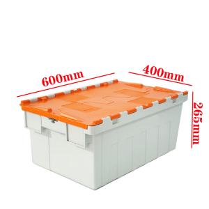 China Stackable Industrial Attached Lid Container Injection Plastic Moving Box on sale