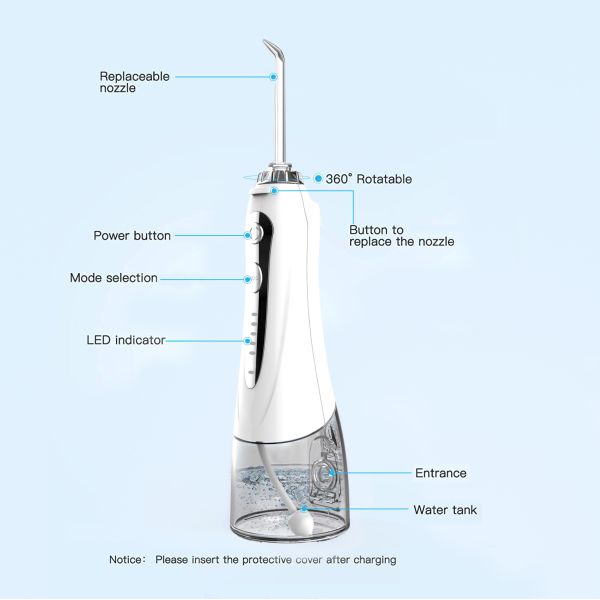 Cordless Water Flosser Water Flosser Electric With 300ml water tank