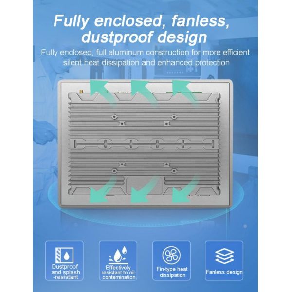 3mm Slim Bezel Aluminum Frame 15-inch Industrial All-in-one Computer Fanless Panel PC with Resistive Touch Screen True Flat X86