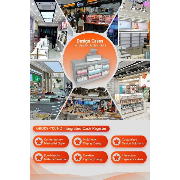 GDR09-Y001-D Retail Display Counter with 5mm Gray Glass and Lockable Drawer Fronts for Mall Booths