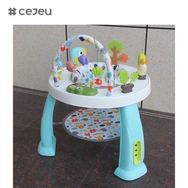 CJ-XTD-901 3-in-1 Multi-Functional Children's Activity Table Baby Walker and Interesting Building Block Set with Plastic Frame