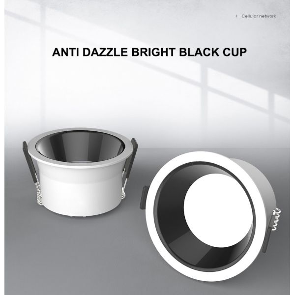 Anti Dazzle Round Recessed Downlight Ip44 6000K Embedded Ceiling Light
