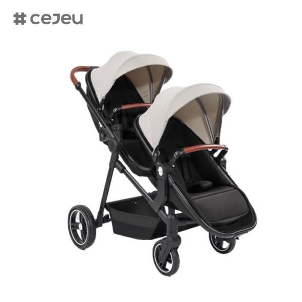 Buy CJ-PSD-S600T New Design Folding Detachable Double Baby Pram Twin Stroller For 0-3 Years Old Babies at wholesale prices