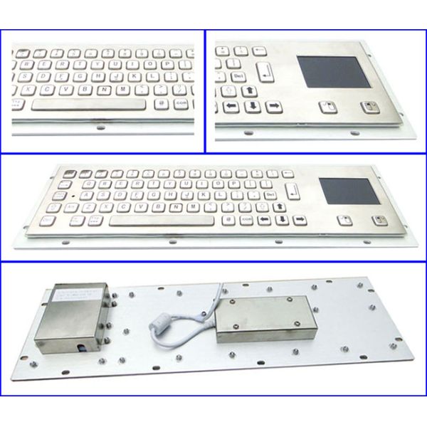 Brushed Stainless Steel Industrial Keyboard With Touchpad IP65 With 64 Keys