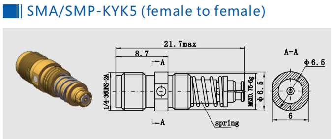 2 Holes Female Brass K Type to SMP RF Adapter