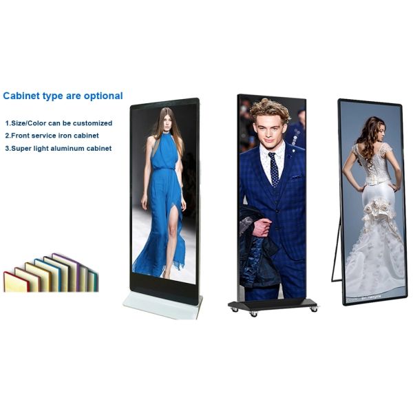 Moveable Outdoor LED Poster Screen Floor Stand Display With Wifi / 4G Control