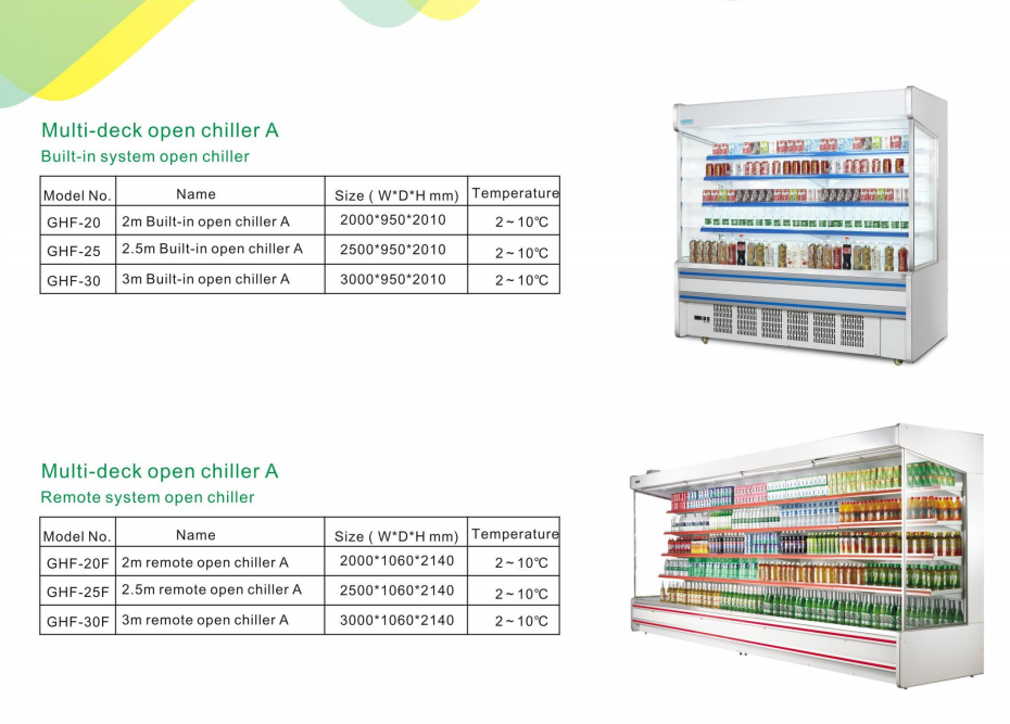 2~10 Degree Multideck Display Fridge With 4 Shelf Remote System Energy Saving Cooler