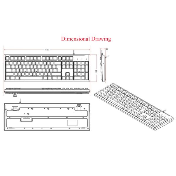 Rugged Waterproof Plastic Keyboard With 12 Function Keys And Numeric Keypad