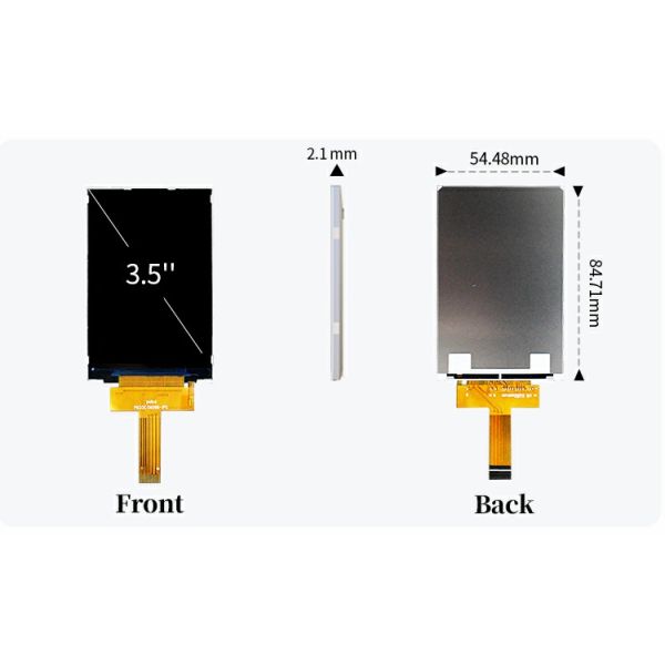 Polcd 3.5 Inch 320x480 Resolution 350nits Mipi Interface ili9488 IC Vertical Type 3.5'' TFT LCD Display Module