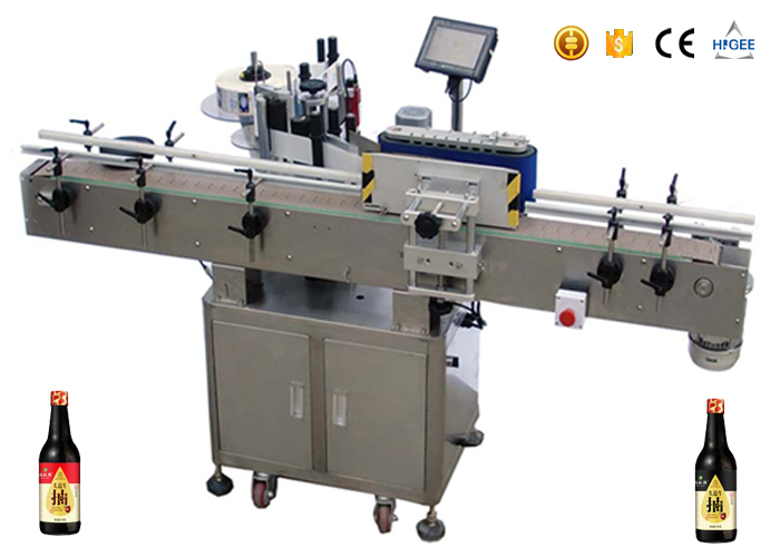 Vertical Sticker Labeling Machine , Round Bottle Labeling Machine Top / Bottom 2 Sides