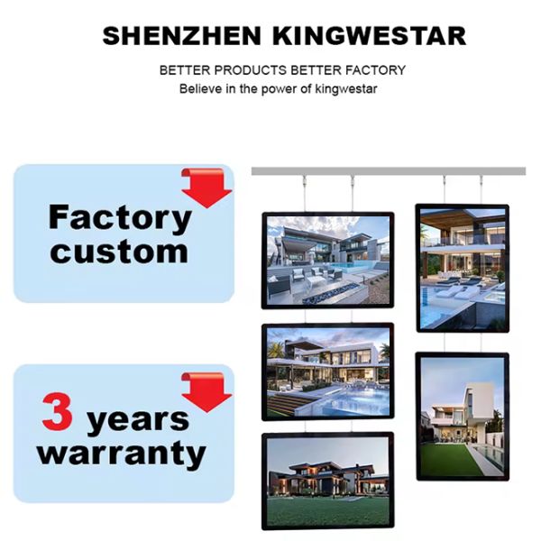 Both Vertical and Horizontal Hanging Led Acrylic Light Box A4 210mm*297mm for Real Estate Window Display Advertising
