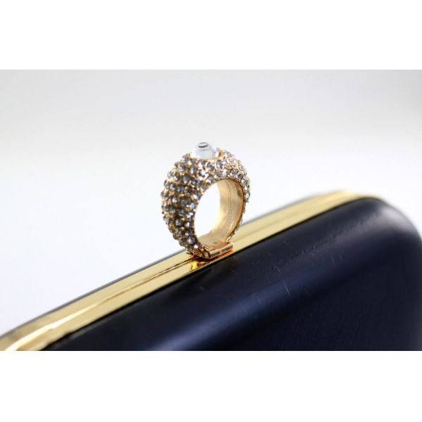 Stone Ring Closure Gold DIY Minaudiere Clutch Frame 241g