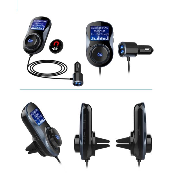 Dual USB Port FM Transmitter Bluetooth AUX Audio Receiver Adapter Support U Disk TF Card Play Music