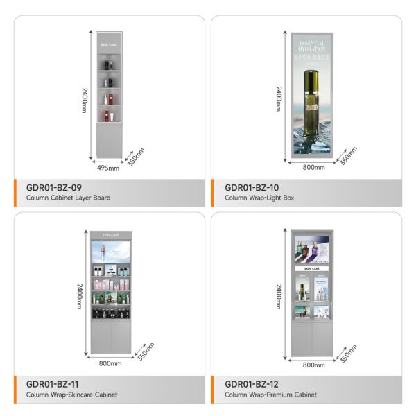 Cosmetic Store Cabinet Grey Wooden Display Cabinet With Light Box For Trendy Display Stand And Branding Display Rack