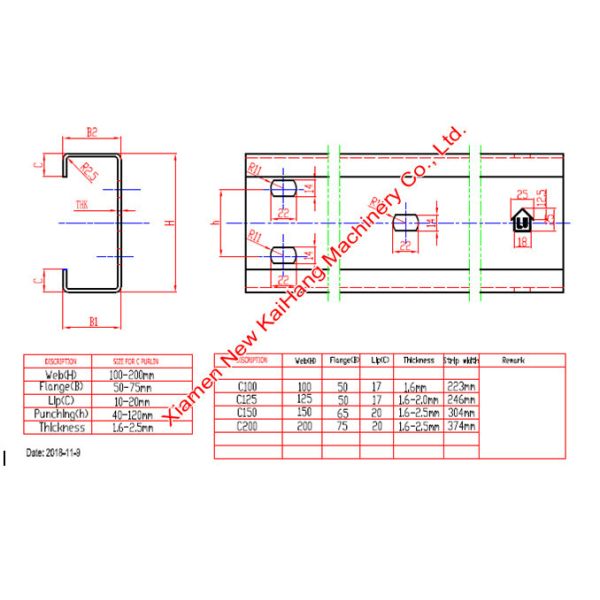 20m/Min CZ Purlin Roll Forming Machine Galvanized / Color Steel Sheet